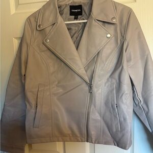 Express Women's Gray Vegan Leather Jacket